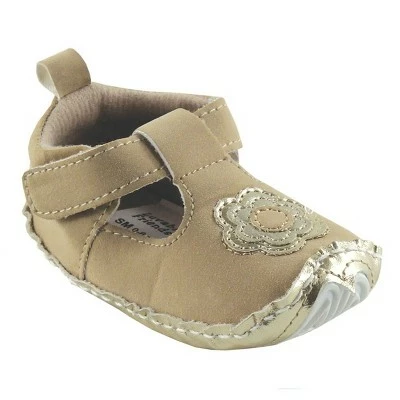Luvable Friends Baby Girl Crib Shoes, Tan Mary Jane 4 Luvable Friends Baby Girl Crib Shoes, Tan Mary Jane - Image 2