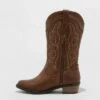 Girls' Montana Zipper Western Boots - Cat & Jack™ Brown