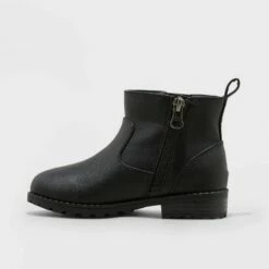 Toddler Girls' Gitta Zipper Slip-On Moto Boots - Cat & Jack™ Black