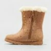 Toddler Girls' Leah Zipper Slip-On Shearling Style Winter Boots - Cat & Jack™ Cognac