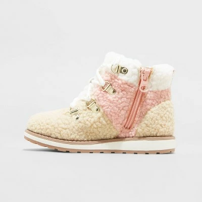 Toddler Girls' Reed Zipper Lace-Up Slip-On Combat Winter Boots - Cat & Jack™ 3 Toddler Girls' Reed Zipper Lace-Up Slip-On Combat Winter Boots - Cat & Jack™