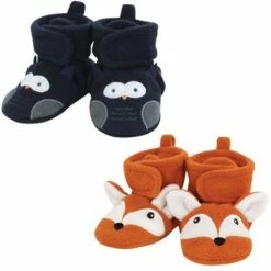 Hudson Baby Infant Boy Animal Fleece Booties 2-Pack, Navy Owl Fox -Kids' Shoes Official Shop unnamed file 2896
