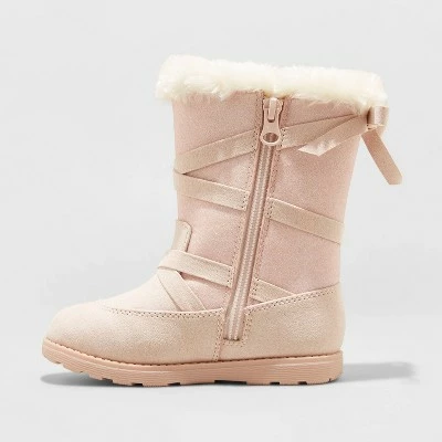 Toddler Girls' Isabella Zipper Slip-On Shearling Style Boots - Cat & Jack™ Light Pink 3 Toddler Girls' Isabella Zipper Slip-On Shearling Style Boots - Cat & Jack™ Light Pink