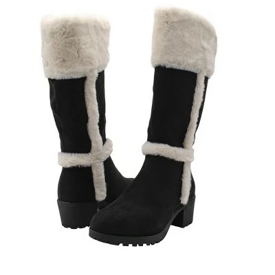 Rampage Girls' Big Kid Slip On Tall 11" Microsuede Winter Boots with Faux Fur Cuff and Trims 5 Rampage Girls' Big Kid Slip On Tall 11" Microsuede Winter Boots with Faux Fur Cuff and Trims - Image 3