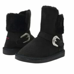 Rampage Girls' Big Kid Slip On Mid High Microsuede Winter Boots with Faux Fur Cuff and Western Buckle -Kids' Shoes Official Shop unnamed file 3016