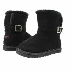 Rampage Girls' Big Kid Slip On Mid High Microsuede Winter Boots with Quilted Shaft and Wrap Around Buckle Straps -Kids' Shoes Official Shop unnamed file 3068