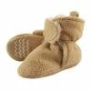 Hudson Baby Baby and Toddler Cozy Fleece and Sherpa Booties, Tan