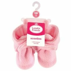 Luvable Friends Baby and Toddler Girl Cozy Fleece Booties, Light Pink