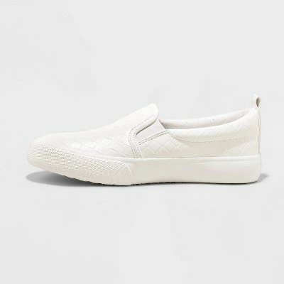 Girls' Hailey Slip-On Apparel Sneakers - Cat & Jack™ White 3 Girls' Hailey Slip-On Apparel Sneakers - Cat & Jack™ White