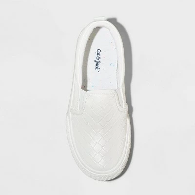 Girls' Hailey Slip-On Apparel Sneakers - Cat & Jack™ White 4 Girls' Hailey Slip-On Apparel Sneakers - Cat & Jack™ White - Image 2