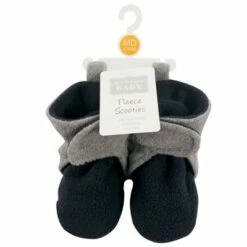 Hudson Baby Infant and Toddler Boy Cozy Fleece Booties, Navy Heather Gray