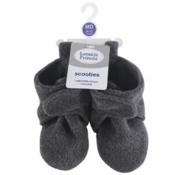 Luvable Friends Baby and Toddler Cozy Fleece Booties, Charcoal