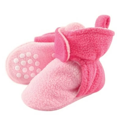 Luvable Friends Baby and Toddler Girl Cozy Fleece Booties, Light Pink Dark Pink 10 Luvable Friends Baby and Toddler Girl Cozy Fleece Booties, Light Pink Dark Pink - Image 8