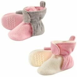 Hudson Baby Infant and Toddler Girl Cozy Fleece Booties 2pk, Lt Pink Cream -Kids' Shoes Official Shop unnamed file 3656