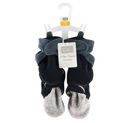 Hudson Baby Infant and Toddler Boy Cozy Fleece Booties 2pk, Blue Gray 3 Hudson Baby Infant and Toddler Boy Cozy Fleece Booties 2pk, Blue Gray