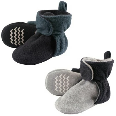 Hudson Baby Infant and Toddler Boy Cozy Fleece Booties 2pk, Blue Gray 5 Hudson Baby Infant and Toddler Boy Cozy Fleece Booties 2pk, Blue Gray - Image 3