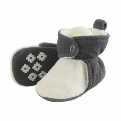 Little Treasure Baby and Toddler Cozy Fleece Booties, Charcoal Cream -Kids' Shoes Official Shop unnamed file 3781
