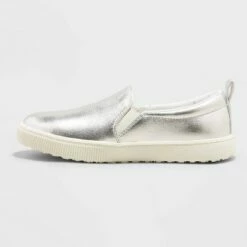 Girls' Nya Slip-On Apparel Sneakers - Cat & Jack™ Silver