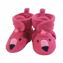 Hudson Baby Infant and Toddler Girl Cozy Fleece Booties, Pink Flamingo