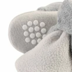 Luvable Friends Baby and Toddler Cozy Fleece Booties, Neutral Gray Light Gray