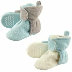 Hudson Baby Baby and Toddler Cozy Fleece Booties 2pk, Mint Gray -Kids' Shoes Official Shop unnamed file 3901