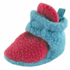 Luvable Friends Baby and Toddler Girl Fleece Booties, Teal Pink