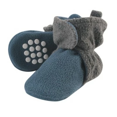 Luvable Friends Baby and Toddler Cozy Fleece Booties, Coronet Blue Heather Charcoal 4 Luvable Friends Baby and Toddler Cozy Fleece Booties, Coronet Blue Heather Charcoal - Image 2