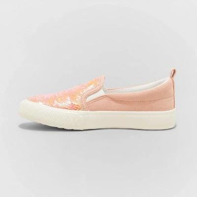 Girls' Aliki Flip Sequin Slip-On Apparel Sneakers - Cat & Jack™ White 3 Girls' Aliki Flip Sequin Slip-On Apparel Sneakers - Cat & Jack™ White