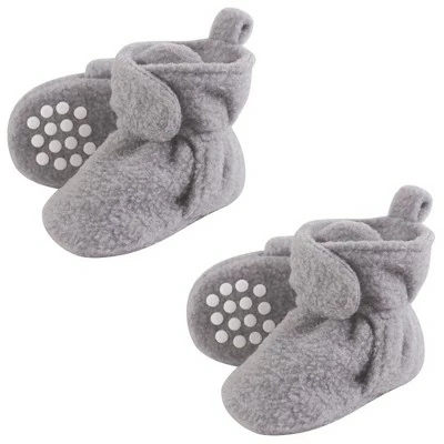 Luvable Friends Unisex Baby Cozy Fleece Booties, Heather Gray 2-Piece 4 Luvable Friends Unisex Baby Cozy Fleece Booties, Heather Gray 2-Piece - Image 2