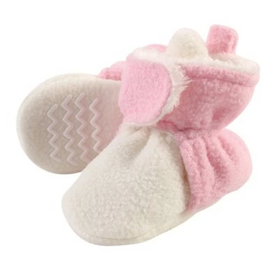 Hudson Baby Infant and Toddler Girl Cozy Fleece and Sherpa Booties, Light Pink Cream 7 Hudson Baby Infant and Toddler Girl Cozy Fleece and Sherpa Booties, Light Pink Cream - Image 5