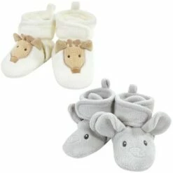 Hudson Baby Unisex Baby Animal Fleece Booties 2-Pack, Gray Elephant Giraffe -Kids' Shoes Official Shop unnamed file 4098
