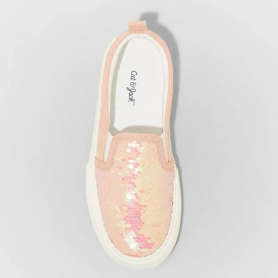 Girls' Aliki Flip Sequin Slip-On Apparel Sneakers - Cat & Jack™ White 4 Girls' Aliki Flip Sequin Slip-On Apparel Sneakers - Cat & Jack™ White - Image 2
