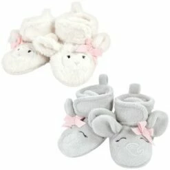 Hudson Baby Infant Girl Animal Fleece Booties 2-Pack, Gray Elephant Lamb -Kids' Shoes Official Shop unnamed file 4139