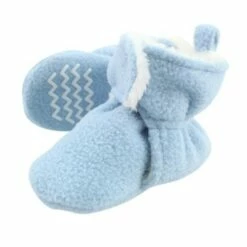 Hudson Baby Infant and Toddler Boy Cozy Fleece and Sherpa Booties, Light Blue