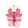 Hudson Baby Infant Girl Animal Fleece Booties 2-Pack, Pink Owl Fox -Kids' Shoes Official Shop unnamed file 4152
