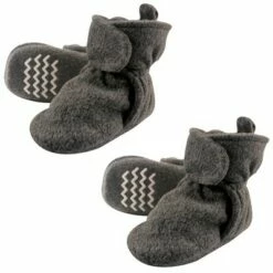 Hudson Baby Unisex Baby Cozy Fleece Booties, Dark Gray 2-Piece -Kids' Shoes Official Shop unnamed file 4173