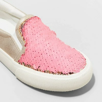 Girls' Aliki Flip Sequin Slip-On Apparel Sneakers - Cat & Jack™ White 6 Girls' Aliki Flip Sequin Slip-On Apparel Sneakers - Cat & Jack™ White - Image 4