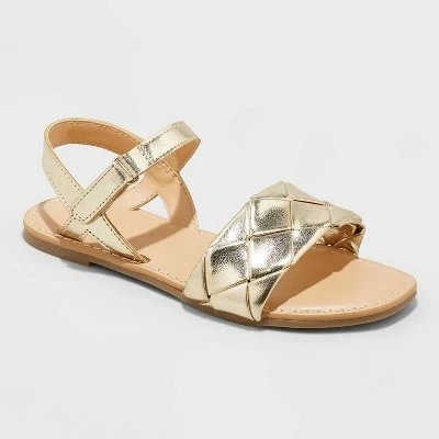 Girls' Julia Metallic Ankle Strap Sandals - Cat & Jack™ Gold 7 Girls' Julia Metallic Ankle Strap Sandals - Cat & Jack™ Gold - Image 5