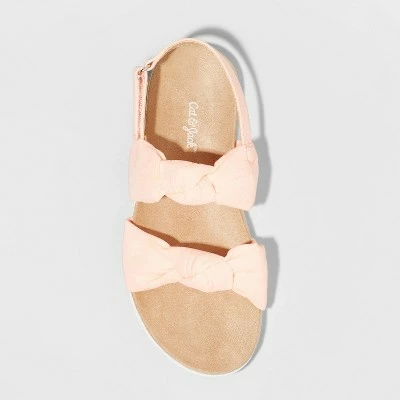 Girls' Elena Footbed Sandals - Cat & Jack™ Coral Pink 4 Girls' Elena Footbed Sandals - Cat & Jack™ Coral Pink - Image 2