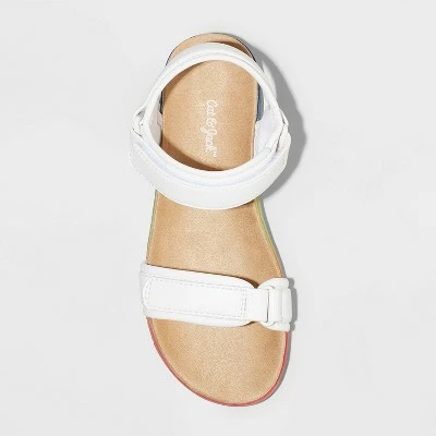 Girls' Maya Rainbow Print Footbed Sandals - Cat & Jack™ White 4 Girls' Maya Rainbow Print Footbed Sandals - Cat & Jack™ White - Image 2