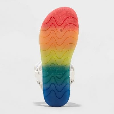 Girls' Maya Rainbow Print Footbed Sandals - Cat & Jack™ White 5 Girls' Maya Rainbow Print Footbed Sandals - Cat & Jack™ White - Image 3