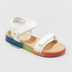 Girls' Maya Rainbow Print Footbed Sandals - Cat & Jack™ White 15 Girls' Maya Rainbow Print Footbed Sandals - Cat & Jack™ White -Kids' Shoes Official Shop unnamed file 4666