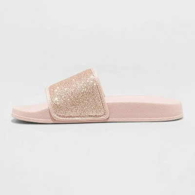 Girls' Anna Glitter Slide Sandals - Cat & Jack™ Pink 3 Girls' Anna Glitter Slide Sandals - Cat & Jack™ Pink