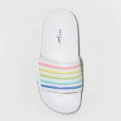 Girls' Shane Rainbow Print Slip-On Footbed Sandals - Cat & Jack™ White -Kids' Shoes Official Shop unnamed file 4944