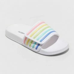 Girls' Shane Rainbow Print Slip-On Footbed Sandals - Cat & Jack™ White -Kids' Shoes Official Shop unnamed file 4946