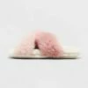 Girls' Brooklyn Crossband Fur Slippers - Cat & Jack™ Cream
