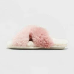 Girls' Brooklyn Crossband Fur Slippers - Cat & Jack⢠Cream