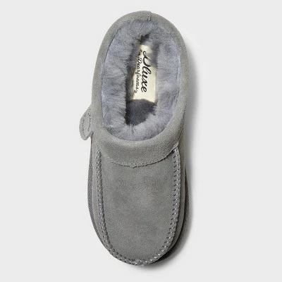 Kids' dluxe by dearfoams Vancouver Genuine Shearling Clog Slippers Gray 4 Kids' dluxe by dearfoams Vancouver Genuine Shearling Clog Slippers Gray - Image 2