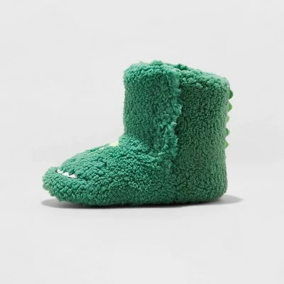 Toddler Boys' Dawson Dinosaur Bootie Slippers - Cat & Jack™ Green 3 Toddler Boys' Dawson Dinosaur Bootie Slippers - Cat & Jack™ Green