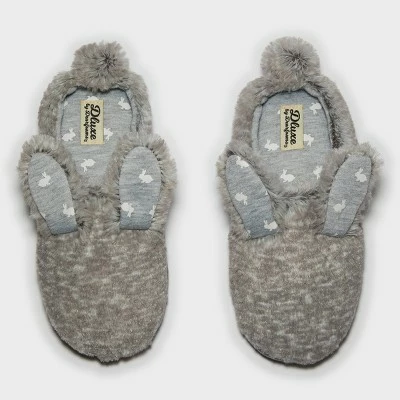 Girls' dluxe by dearfoams Easter Bunny Slippers - Gray 6 Girls' dluxe by dearfoams Easter Bunny Slippers - Gray - Image 4